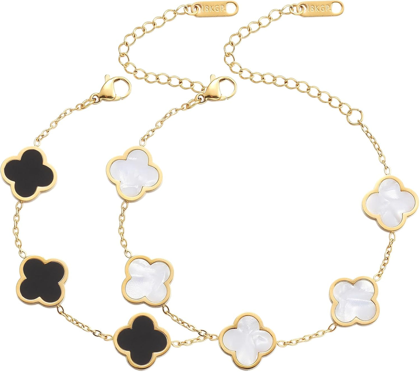 Blessed Soul Multi- Flower Four Leaf Link Bracelets Trendy
