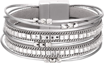 Women Handmade Multi-Layer Leather Wrap Bracelet