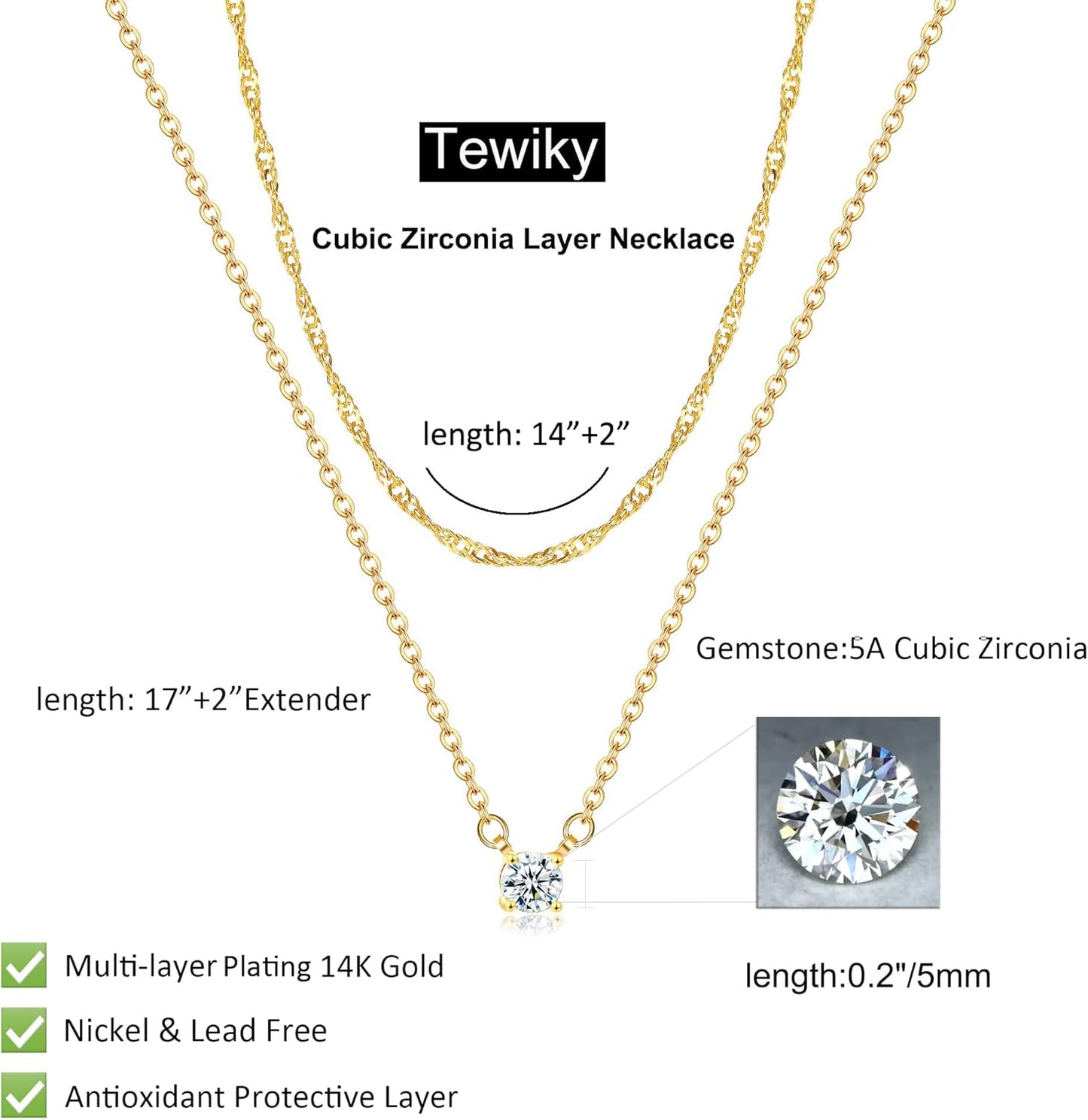 Tewiky Diamond Necklaces Sterling Silver Choker Women Necklace