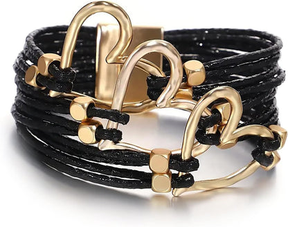 Women Handmade Multi-Layer Leather Wrap Bracelet