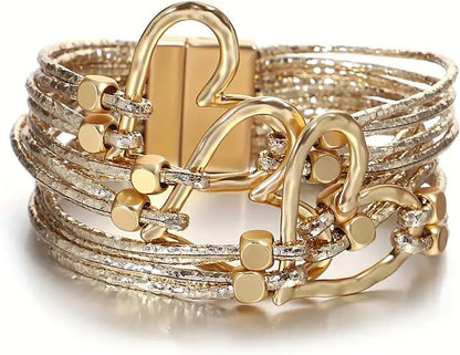 Women Handmade Multi-Layer Leather Wrap Bracelet