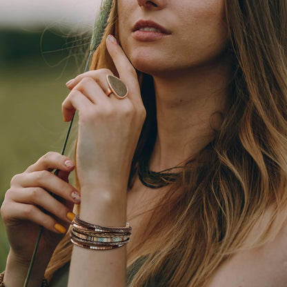 Women Handmade Multi-Layer Leather Wrap Bracelet