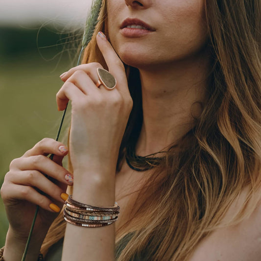 Women Handmade Multi-Layer Leather Wrap Bracelet