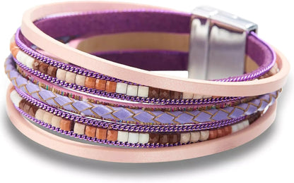 Women Handmade Multi-Layer Leather Wrap Bracelet