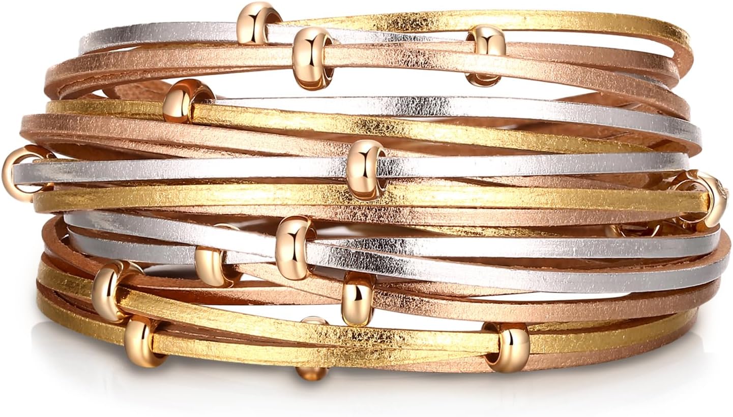 Women Handmade Multi-Layer Leather Wrap Bracelet