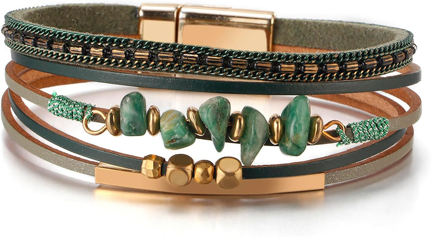 Women Handmade Multi-Layer Leather Wrap Bracelet