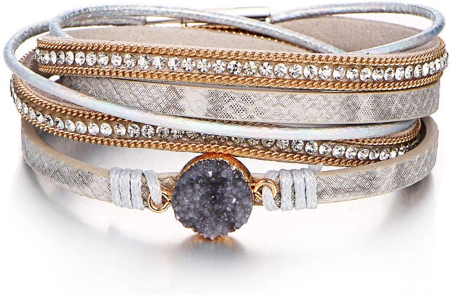 Women Handmade Multi-Layer Leather Wrap Bracelet