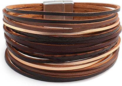 Women Handmade Multi-Layer Leather Wrap Bracelet