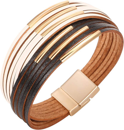 Women Handmade Multi-Layer Leather Wrap Bracelet