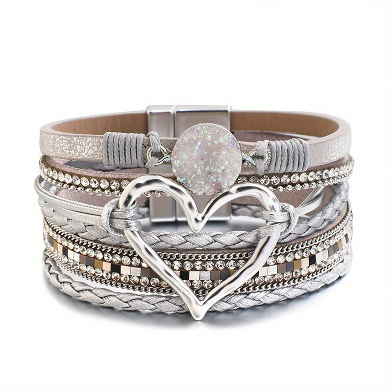 Bohemian Multi-layer Leather Hand-woven Magnetic Clasp Bracelet
