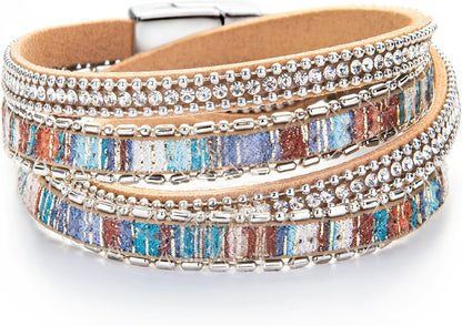 Women Handmade Multi-Layer Leather Wrap Bracelet