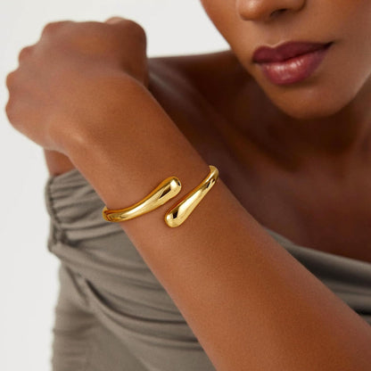 Gold Filled Bangle Bracelet Chunky Adjustable Twist Cuff Bracelet