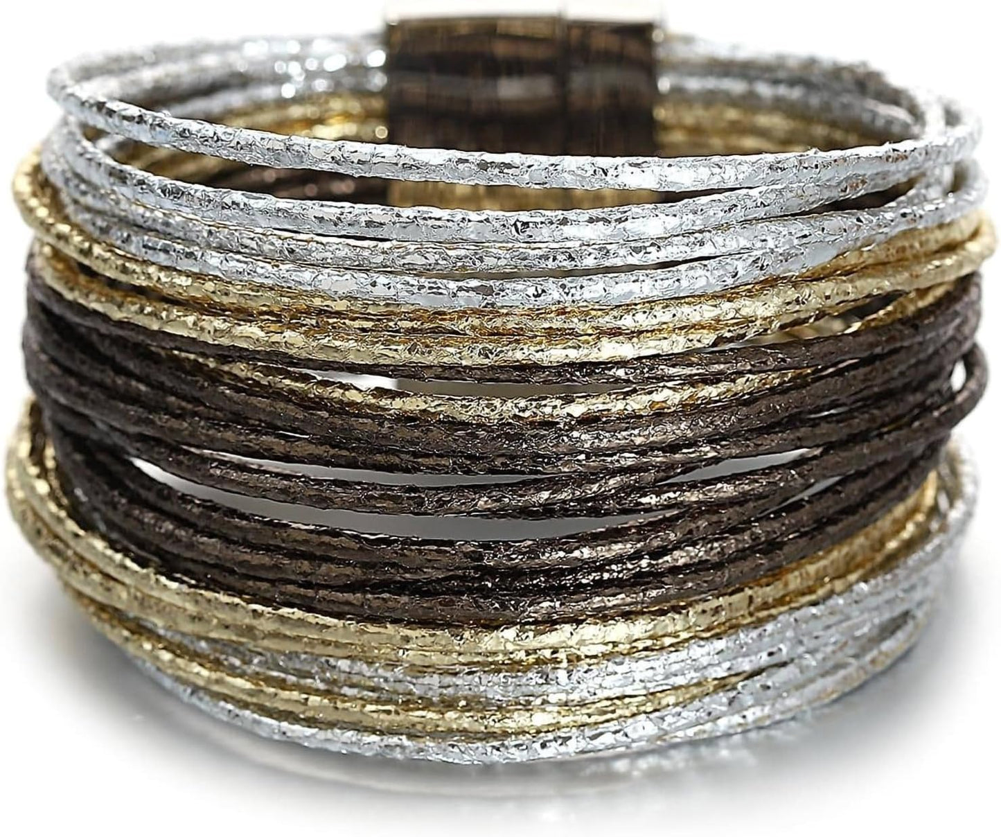 Boho Leather Wrap Multi-Layer Pearl Crystal Bracelet