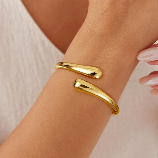 Gold Filled Bangle Bracelet Chunky Adjustable Twist Cuff Bracelet