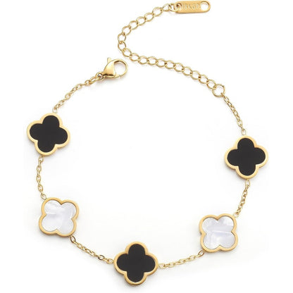 Blessed Soul Multi- Flower Four Leaf Link Bracelets Trendy