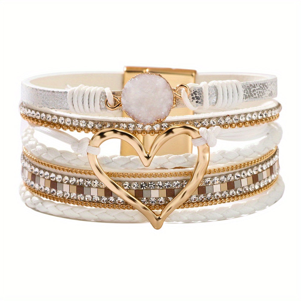 Bohemian Multi-layer Leather Hand-woven Magnetic Clasp Bracelet