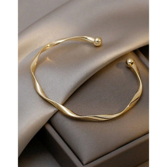 1pc Minimalist Chic Textured Gold Color Bracelet