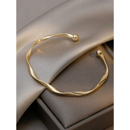1pc Minimalist Chic Textured Gold Color Bracelet