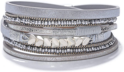 Women Handmade Multi-Layer Leather Wrap Bracelet