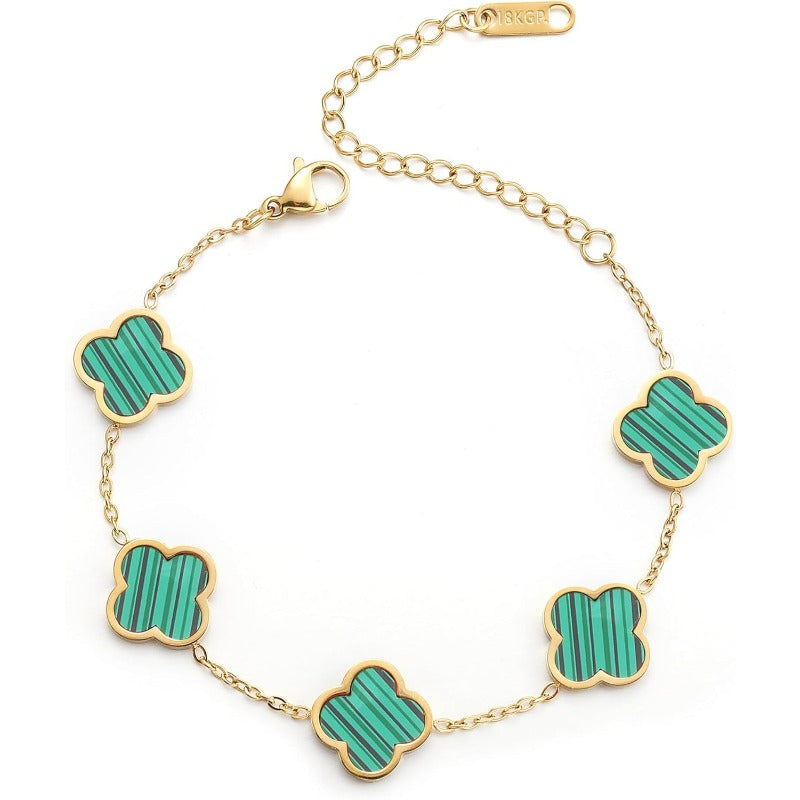 Blessed Soul Multi- Flower Four Leaf Link Bracelets Trendy