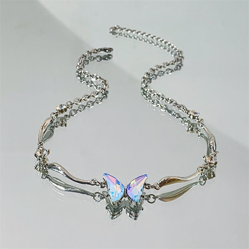 Limited Edition-Colorful Zircon Butterfly Irregular Choker Necklace