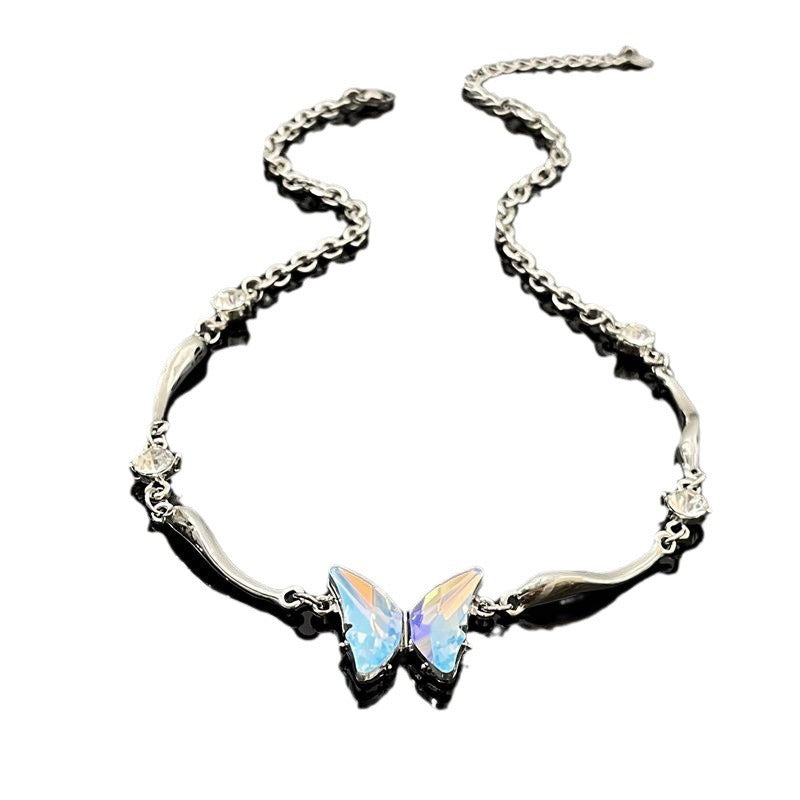Limited Edition-Colorful Zircon Butterfly Irregular Choker Necklace
