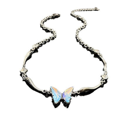 Limited Edition-Colorful Zircon Butterfly Irregular Choker Necklace