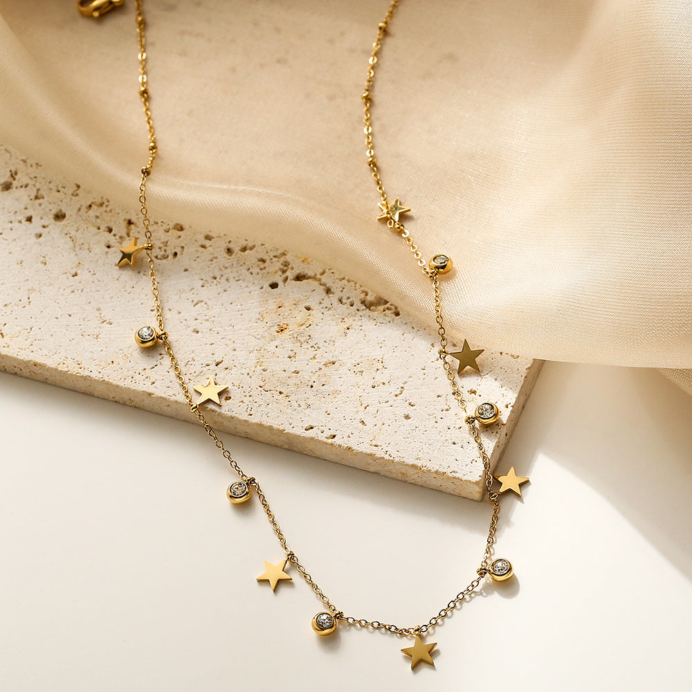 Leap of Intuition-Gold Evil  Eyes Star Flower Choker Necklace