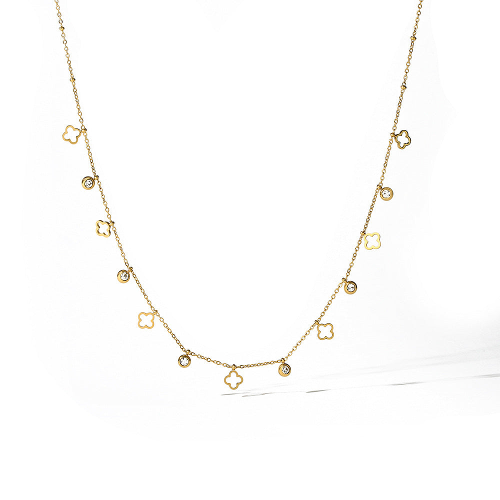Leap of Intuition-Gold Evil  Eyes Star Flower Choker Necklace