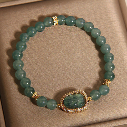 Tranquil Spirit -Jade Leaf Crystal Bracelet