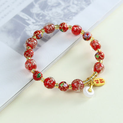 Tibetan Liuli Glass & Porcelain Charm Bracelet For Wealth
