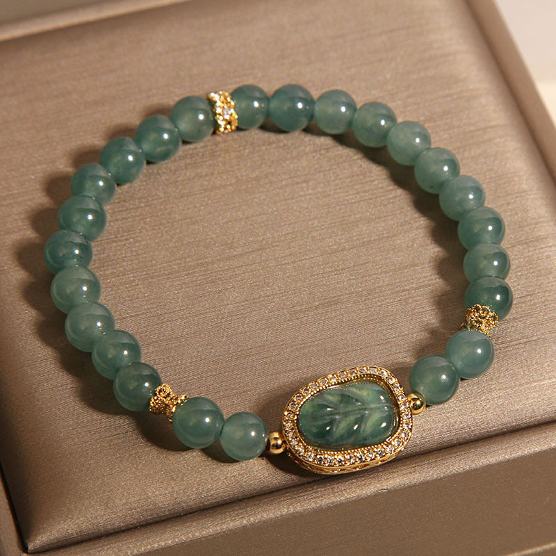 Tranquil Spirit -Jade Leaf Crystal Bracelet
