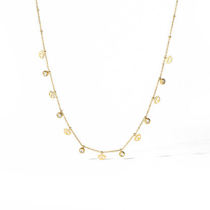 Leap of Intuition-Gold Evil  Eyes Star Flower Choker Necklace