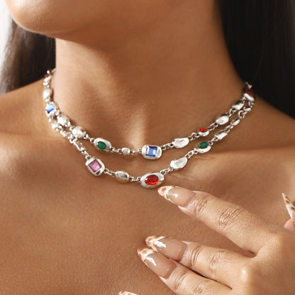 Blessed Soul-The Truest Gem Double Layer Colorful Beaded Necklace