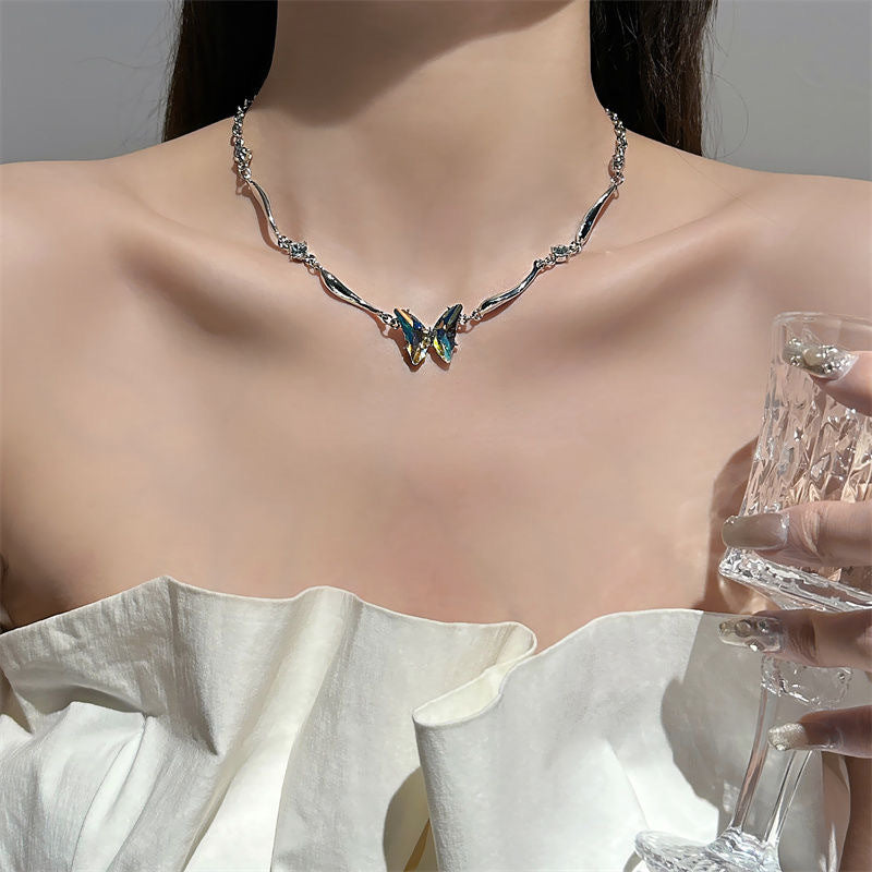 Limited Edition-Colorful Zircon Butterfly Irregular Choker Necklace