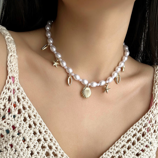 Dreamlike Protection - Coastal Pearl Charm Necklace