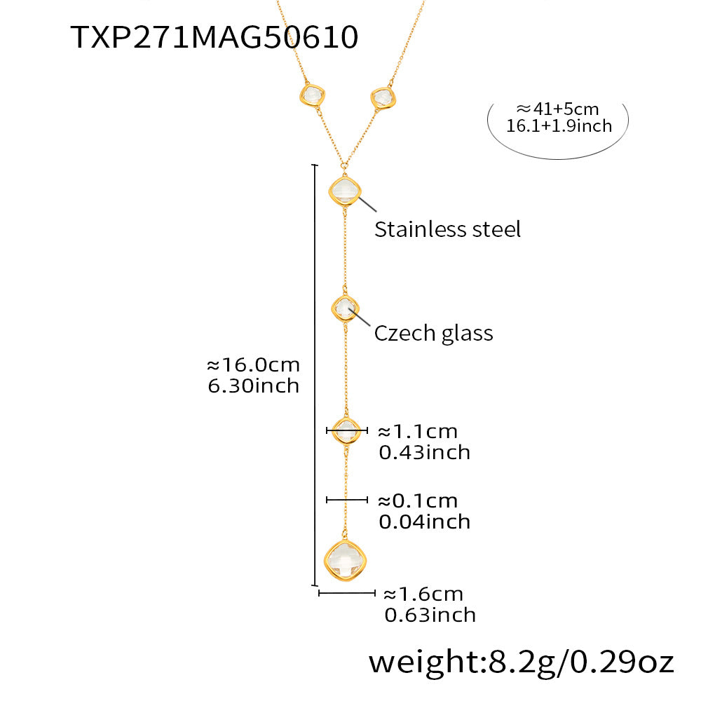 Magical Drops- Shiny Faceted Glass Long Tassel Necklace