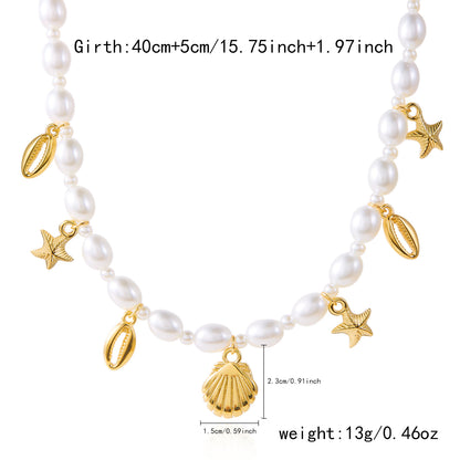 Dreamlike Protection - Coastal Pearl Charm Necklace