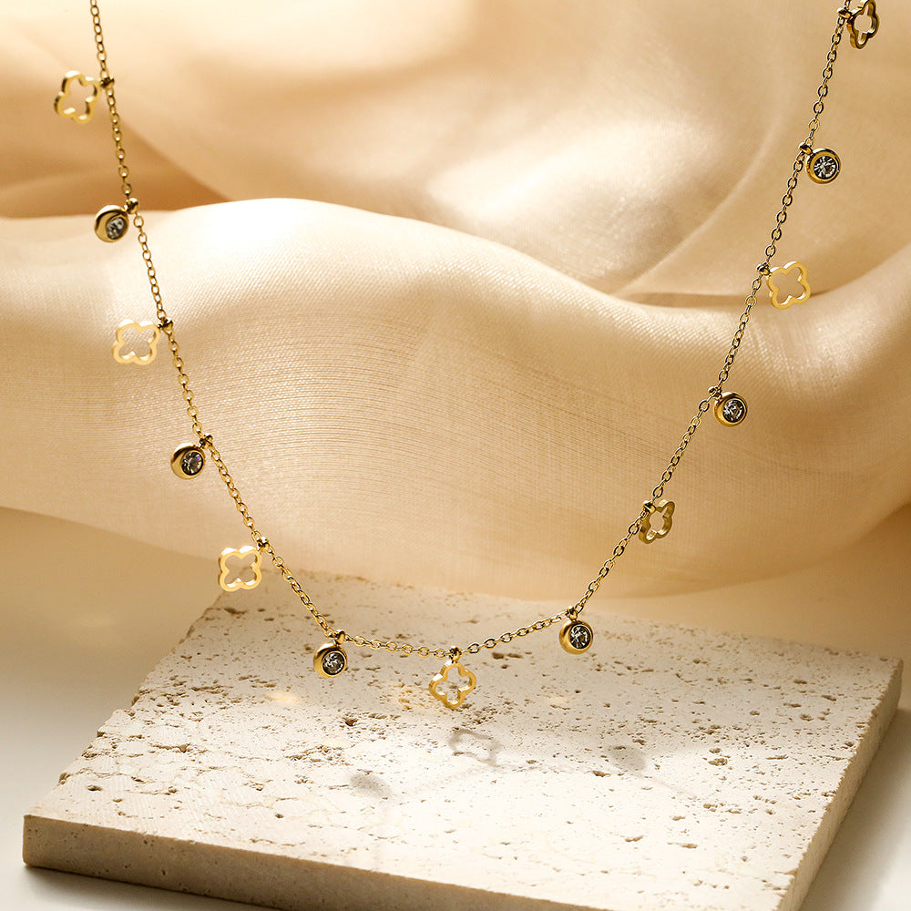 Leap of Intuition-Gold Evil  Eyes Star Flower Choker Necklace