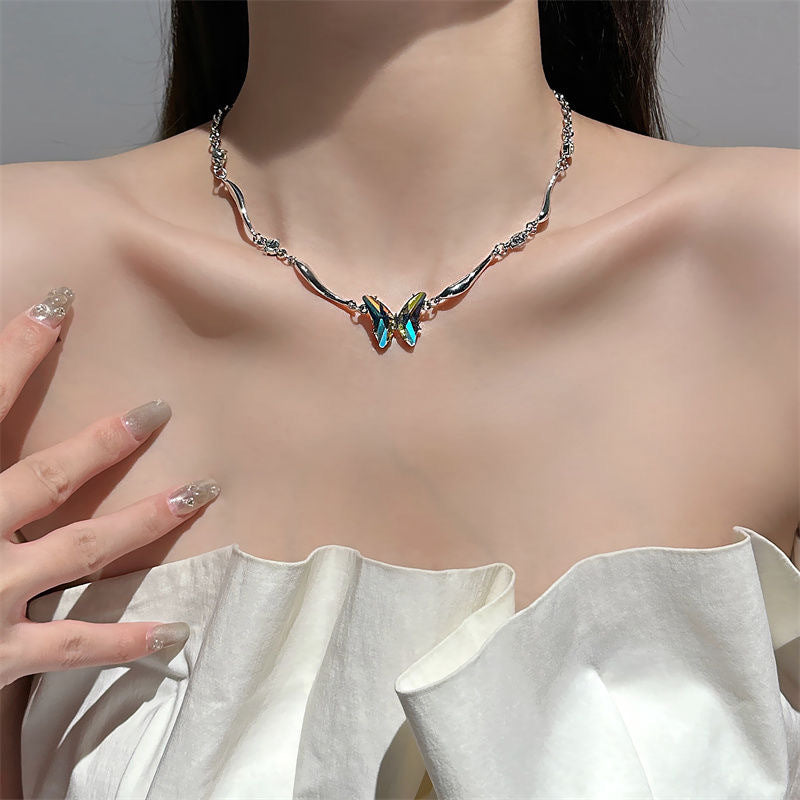 Limited Edition-Colorful Zircon Butterfly Irregular Choker Necklace
