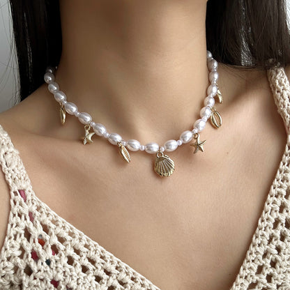 Dreamlike Protection - Coastal Pearl Charm Necklace