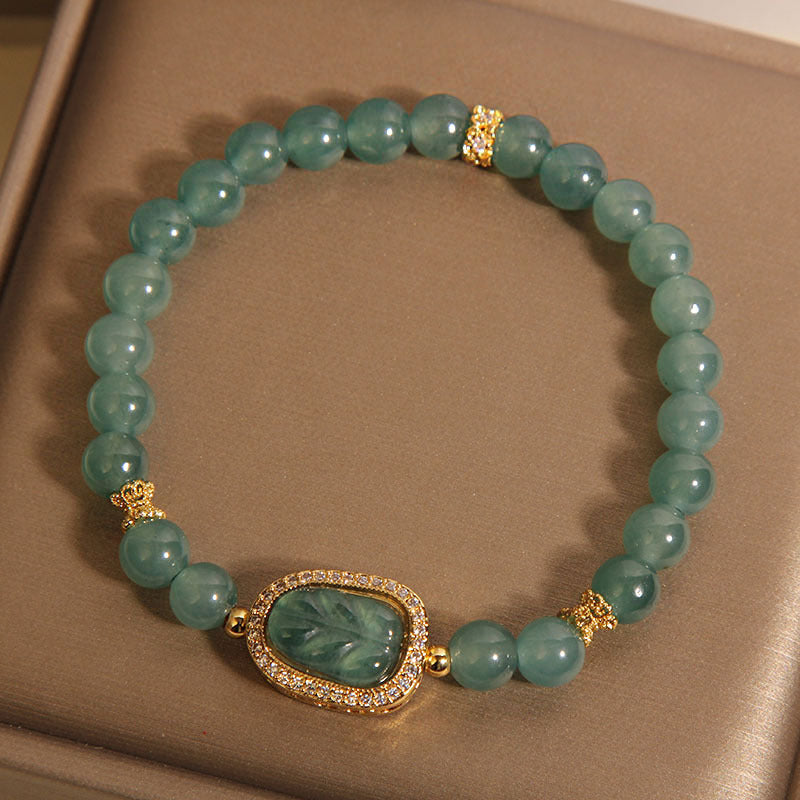 Tranquil Spirit -Jade Leaf Crystal Bracelet