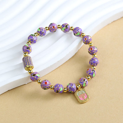 Tibetan Liuli Glass & Porcelain Charm Bracelet For Wealth