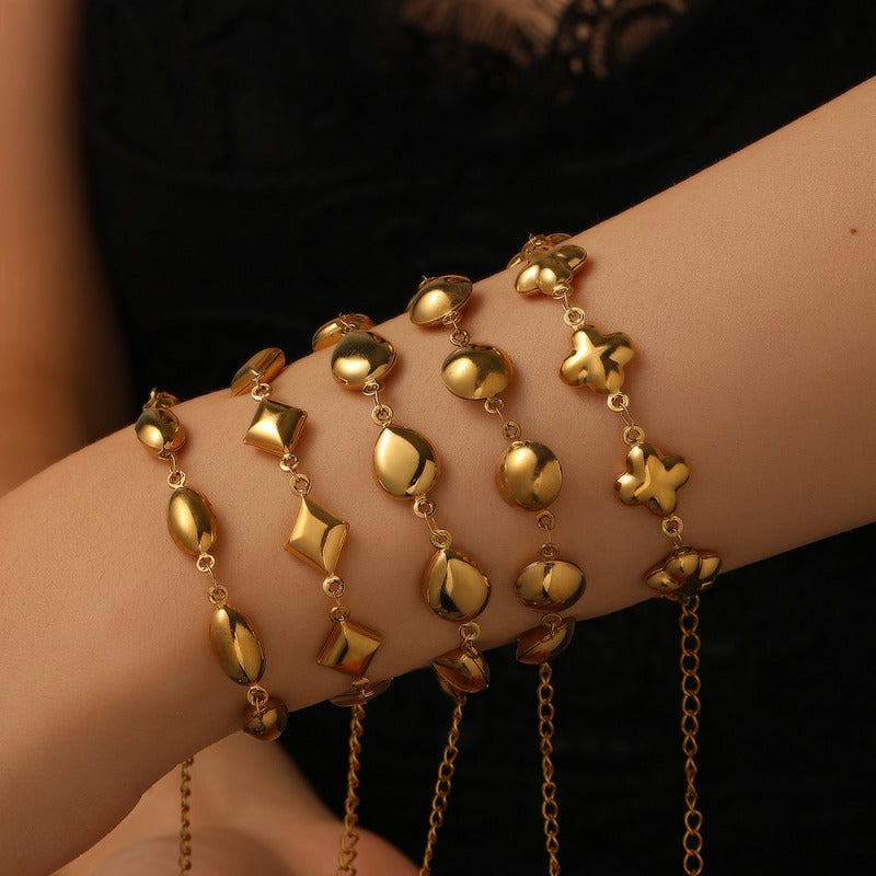Elegant Stainless Steel Multi-design Charm Bracelet