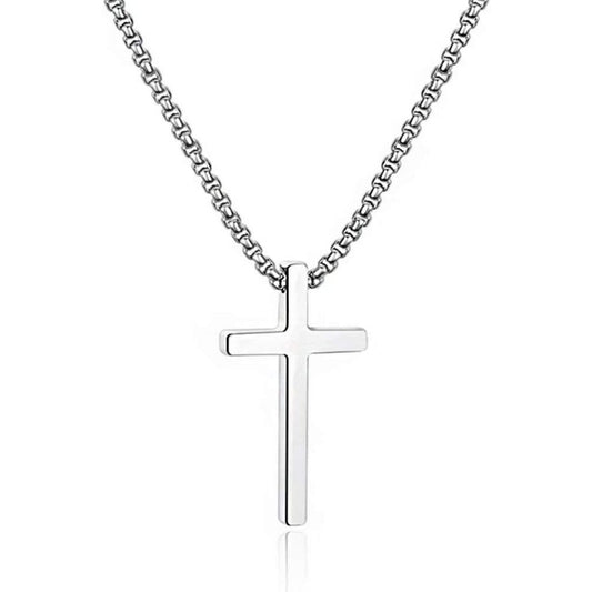 Gold Stainless Steel Plain Cross Pendant Necklace