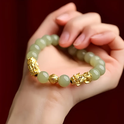 Fulfillment of Potential-Green Jade Serenity Prosperity Charm Bracelet