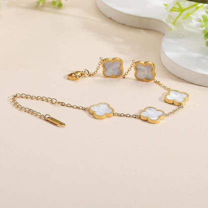 Blessed Soul Multi- Flower Four Leaf Link Bracelets Trendy