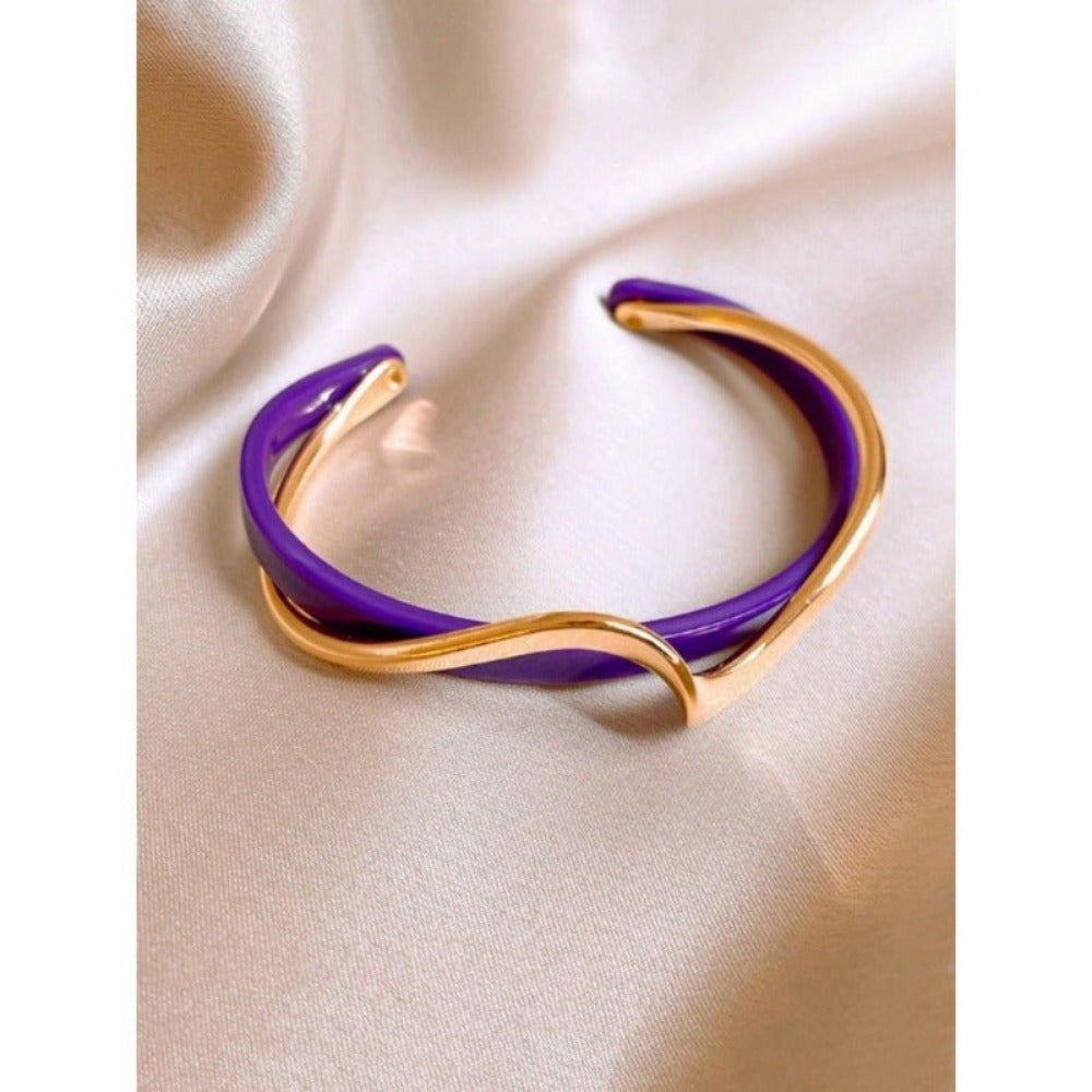 1pc Minimalist Chic Textured Gold Color Bracelet