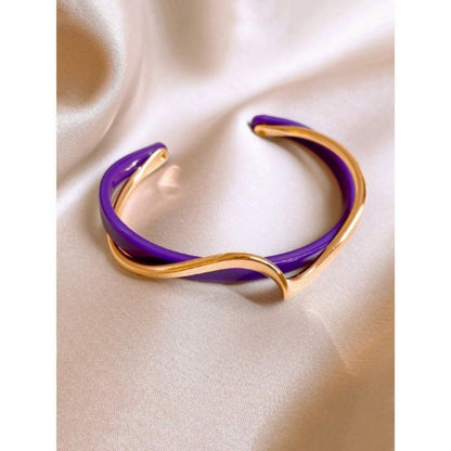 1pc Minimalist Chic Textured Gold Color Bracelet
