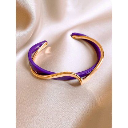 1pc Minimalist Chic Textured Gold Color Bracelet